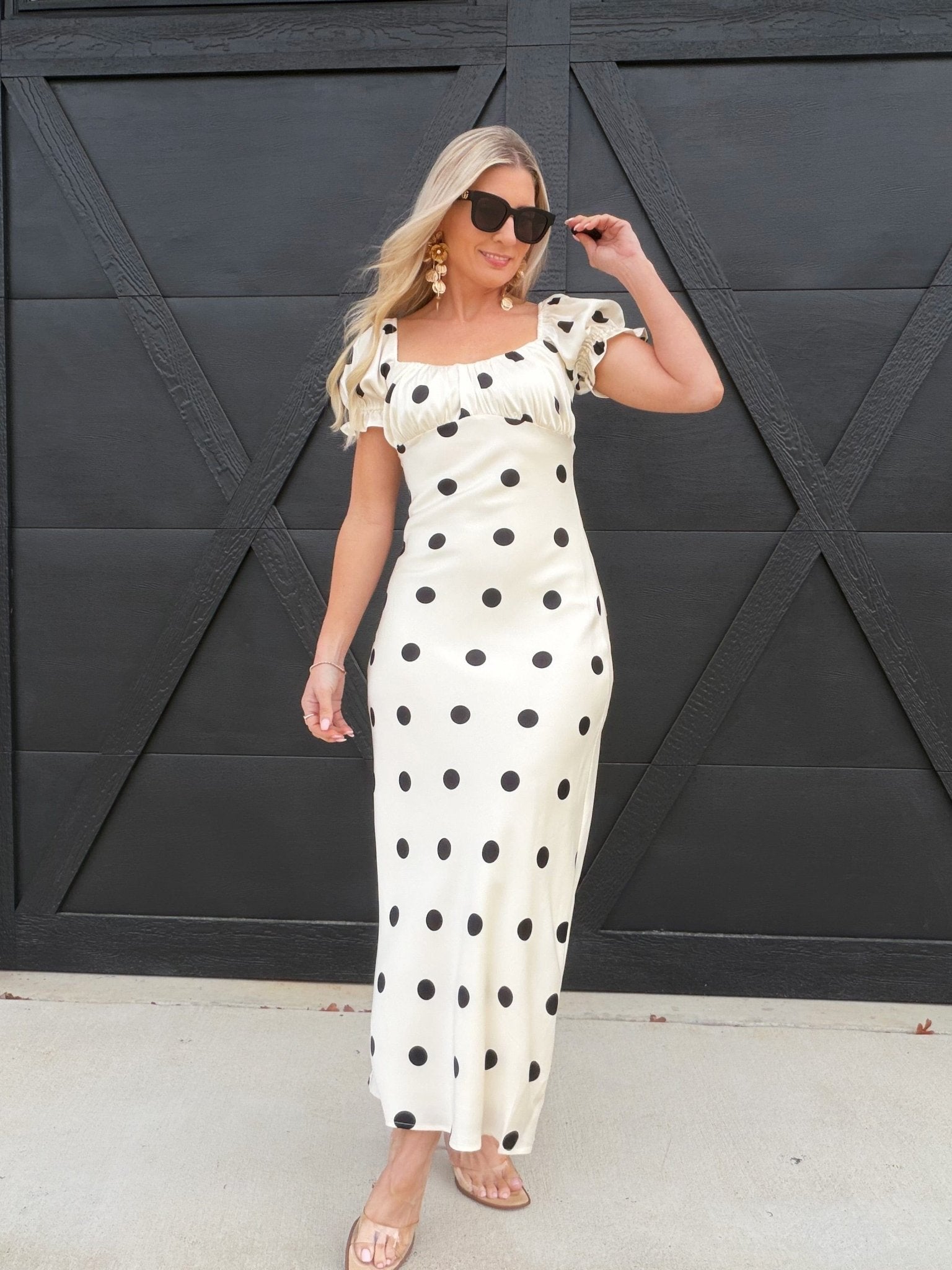 chinese dress ladies Kimbelle Halter Maxi Dress Cream / Polka Dot