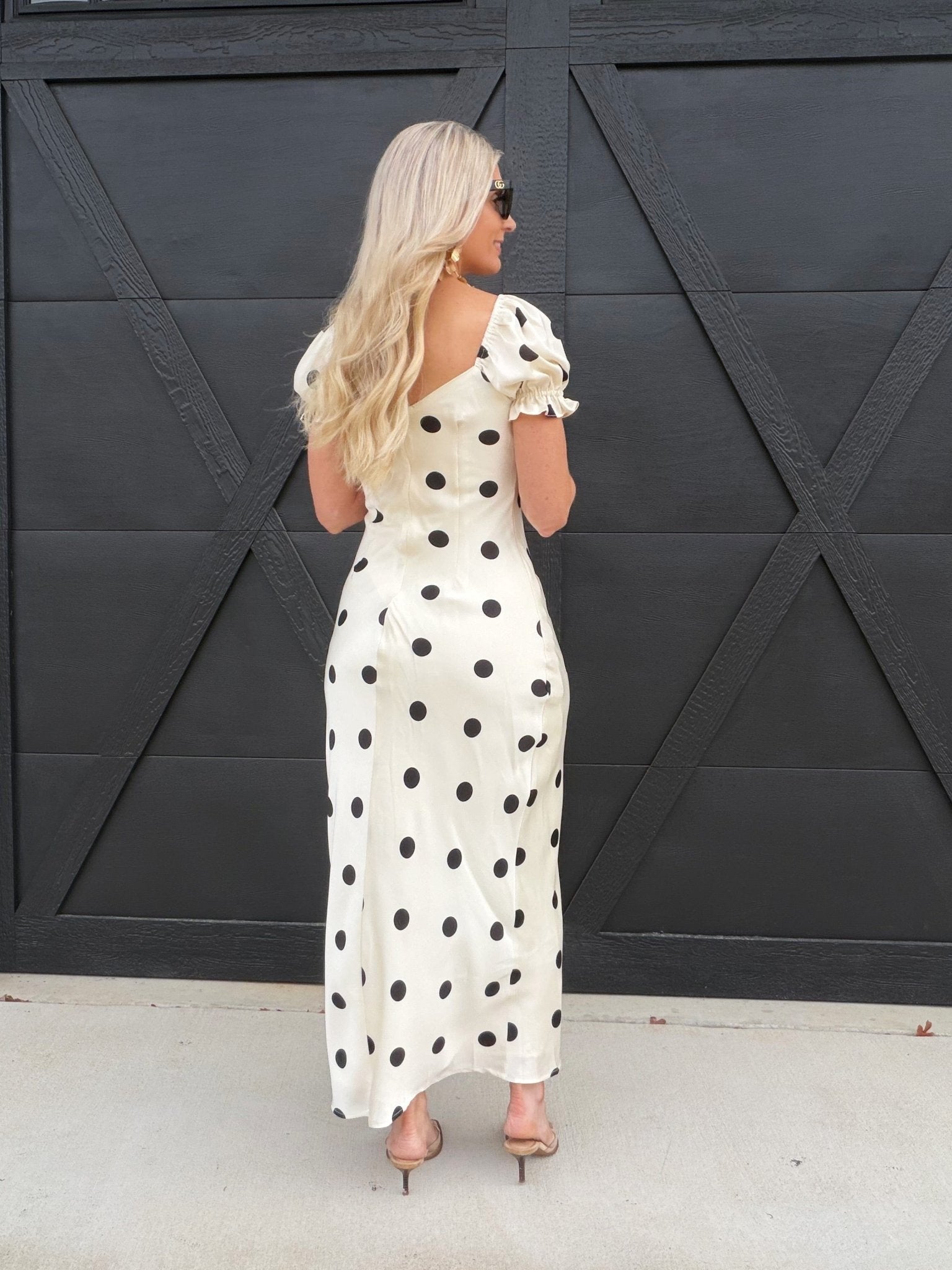 Lulus Keaton Polka Dot Puff Sleeve Maxi Dress In Ivory – Infinity Raine