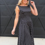 Lulus Renee Scoop Back Darted Hip Midi Dress In Black - Infinity Raine