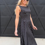 Lulus Renee Scoop Back Darted Hip Midi Dress In Black - Infinity Raine