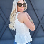 Smocked Tie Front Top In Off White - Infinity Raine