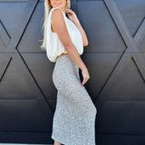 Luster Sequin Maxi Skirt In Silver - Infinity Raine