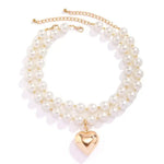 Lustrous Pearl Beaded Layered Heart Necklace - Infinity Raine