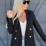 Boyfriend Fit Linen Blazer In Black - Infinity Raine