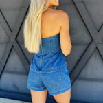 Fit And Flare Denim Set In Medium - Infinity Raine