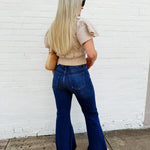 Knitted Top With Shoulder Ruffles In Taupe - Infinity Raine