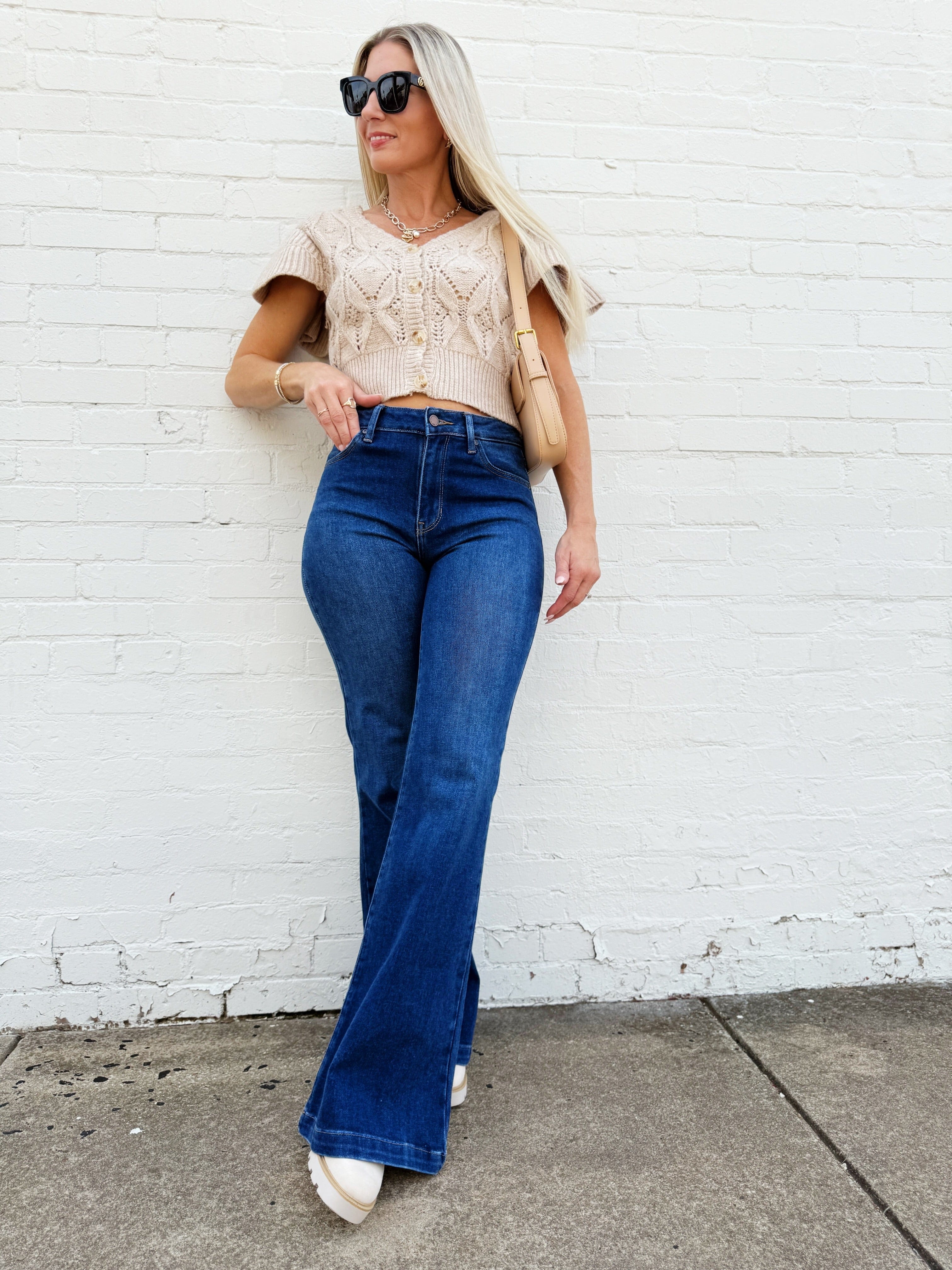 Knitted Top With Shoulder Ruffles In Taupe - Infinity Raine