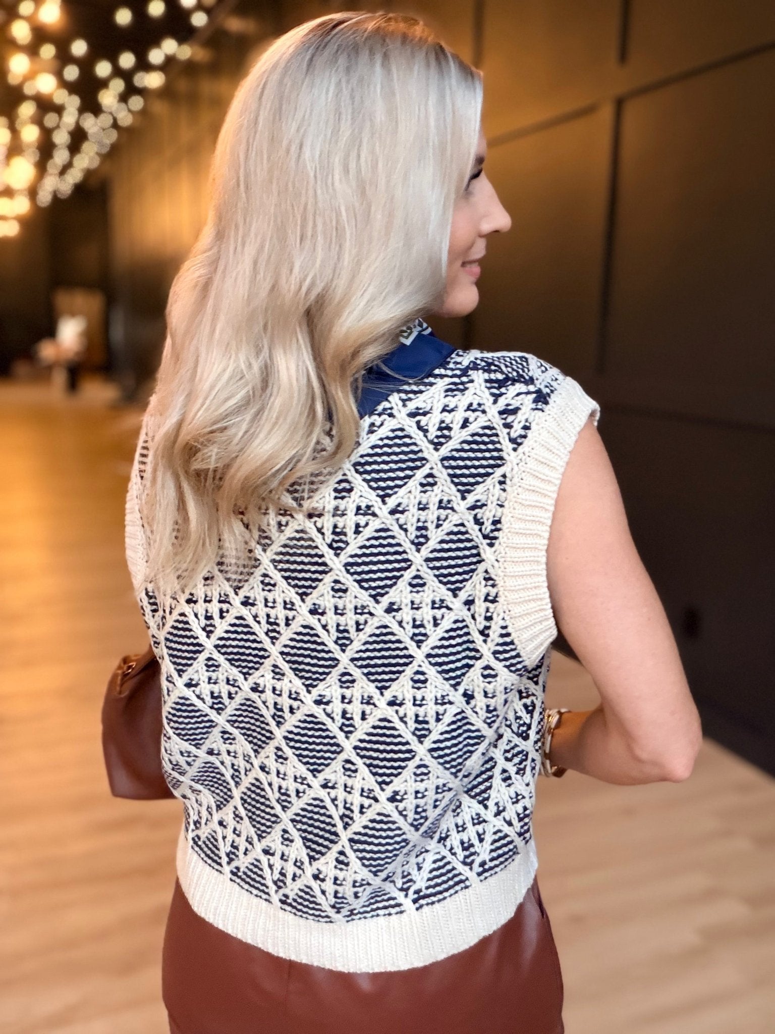 Macy Sweater Vest in Navy Cream - Infinity Raine