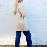 Madelyn Outerwear - Jackets & Coats Solid Long Sleeve Sweater Coat In Oatmeal