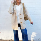 Madelyn Outerwear - Jackets & Coats Solid Long Sleeve Sweater Coat In Oatmeal