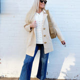 Madelyn Outerwear - Jackets & Coats Solid Long Sleeve Sweater Coat In Oatmeal