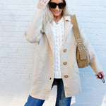 Madelyn Outerwear - Jackets & Coats Solid Long Sleeve Sweater Coat In Oatmeal