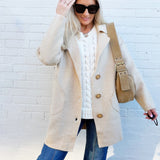 Madelyn Outerwear - Jackets & Coats Solid Long Sleeve Sweater Coat In Oatmeal