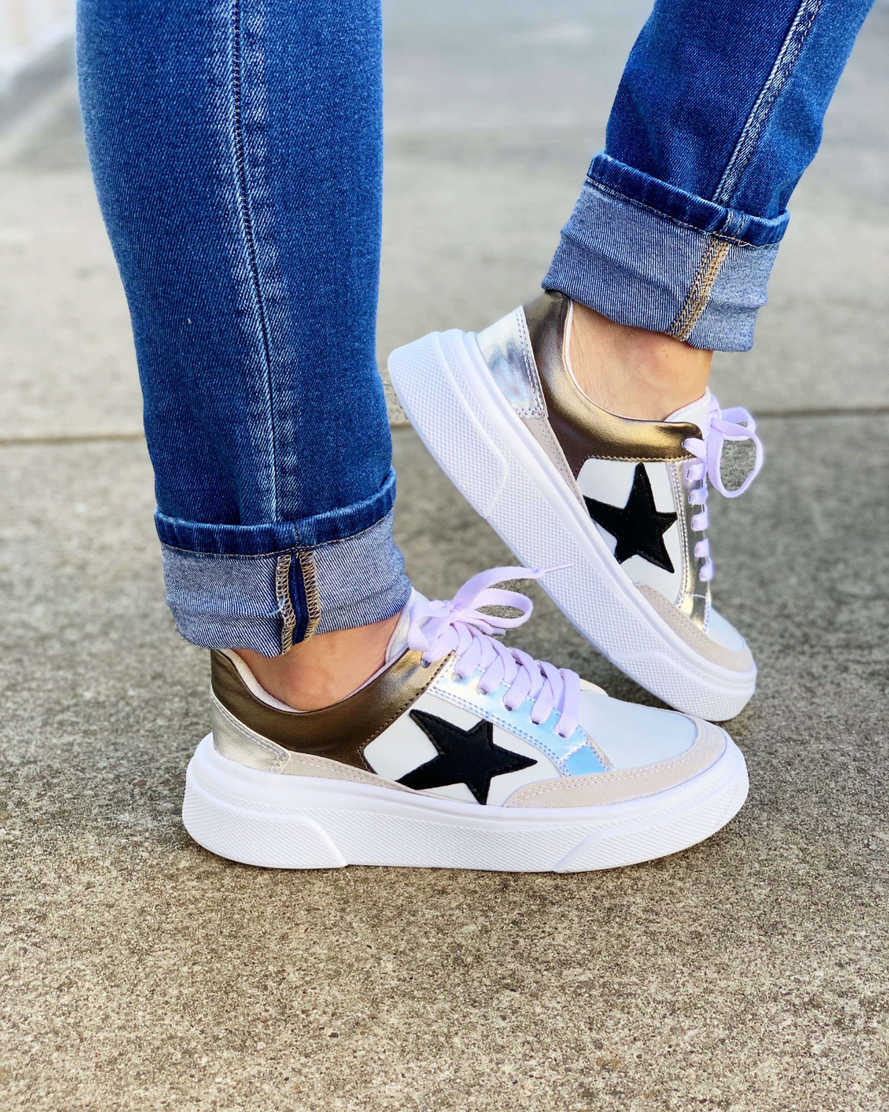 Youre A Shining Star Sneakers-Pewter - Infinity Raine