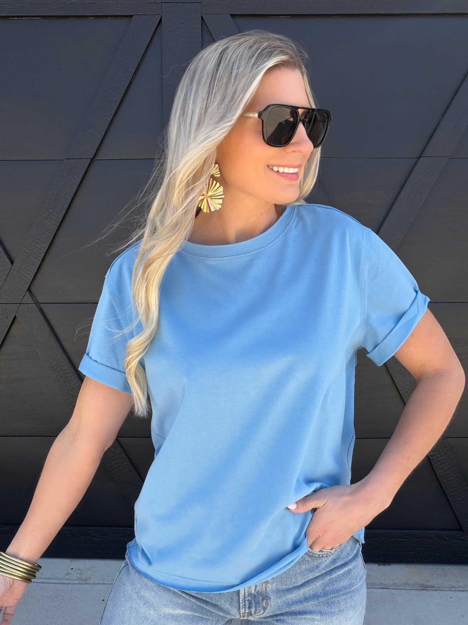 Mali Baby Tee Short Sleeve Top In Ocean - Infinity Raine