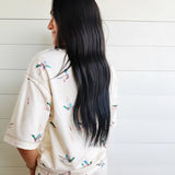 Mallard Oversized Tee Drawstring Shorts Set In Beige - Infinity Raine
