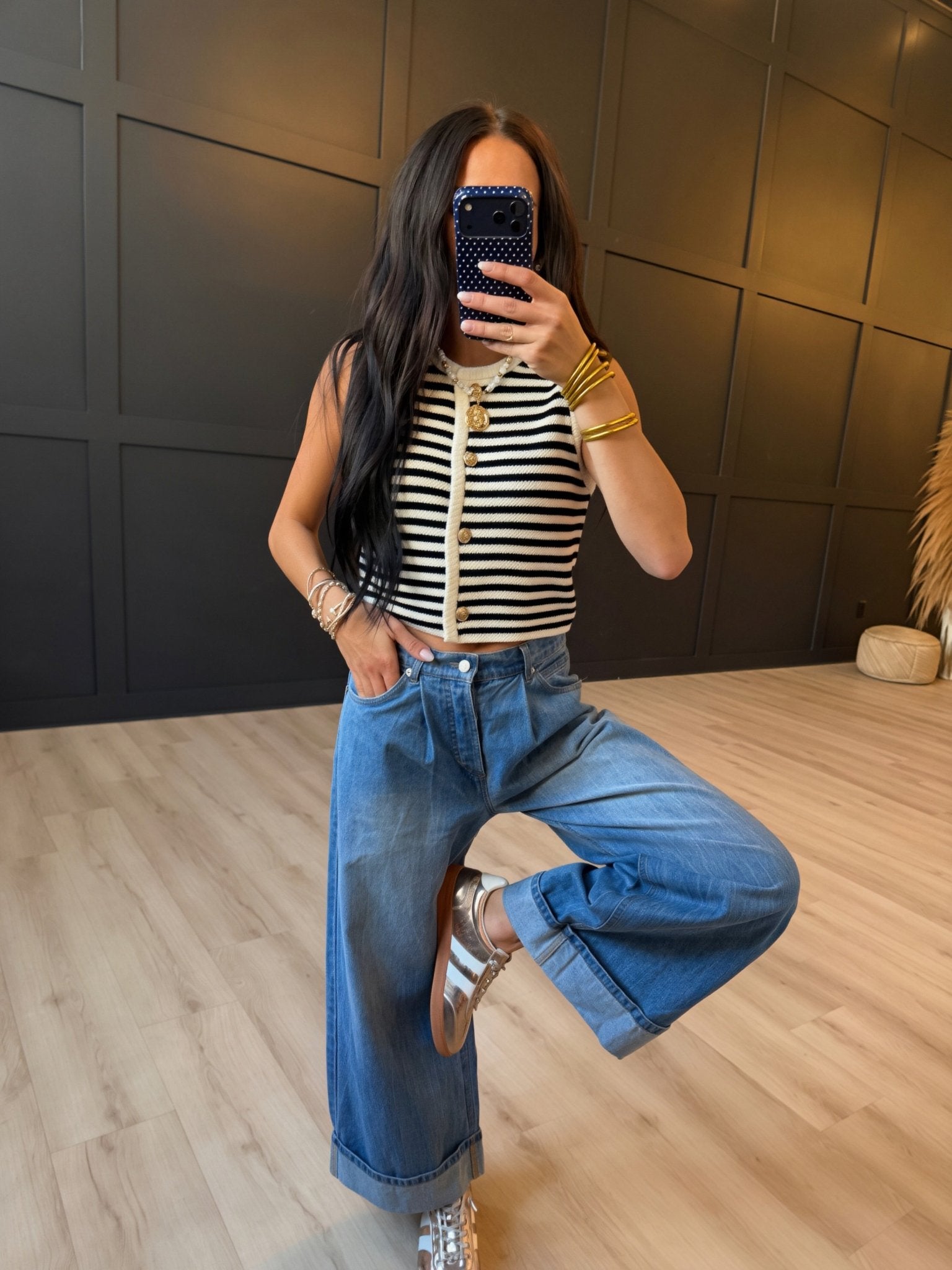 Manon Stripe Sweater Vest In Ivory Black - Infinity Raine