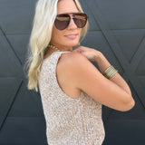 Maple Tank Sweater In Taupe Multi - Infinity Raine
