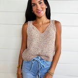 Maple Tank Sweater In Taupe Multi - Infinity Raine