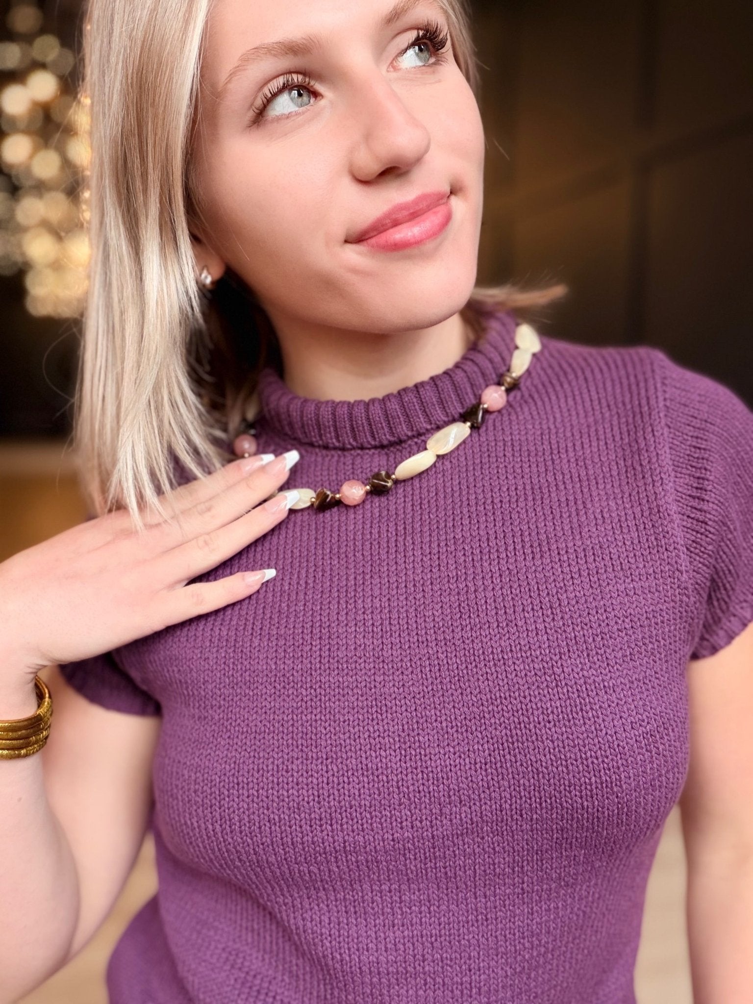 Marble Resin and Metallic Beads Necklace - Infinity Raine