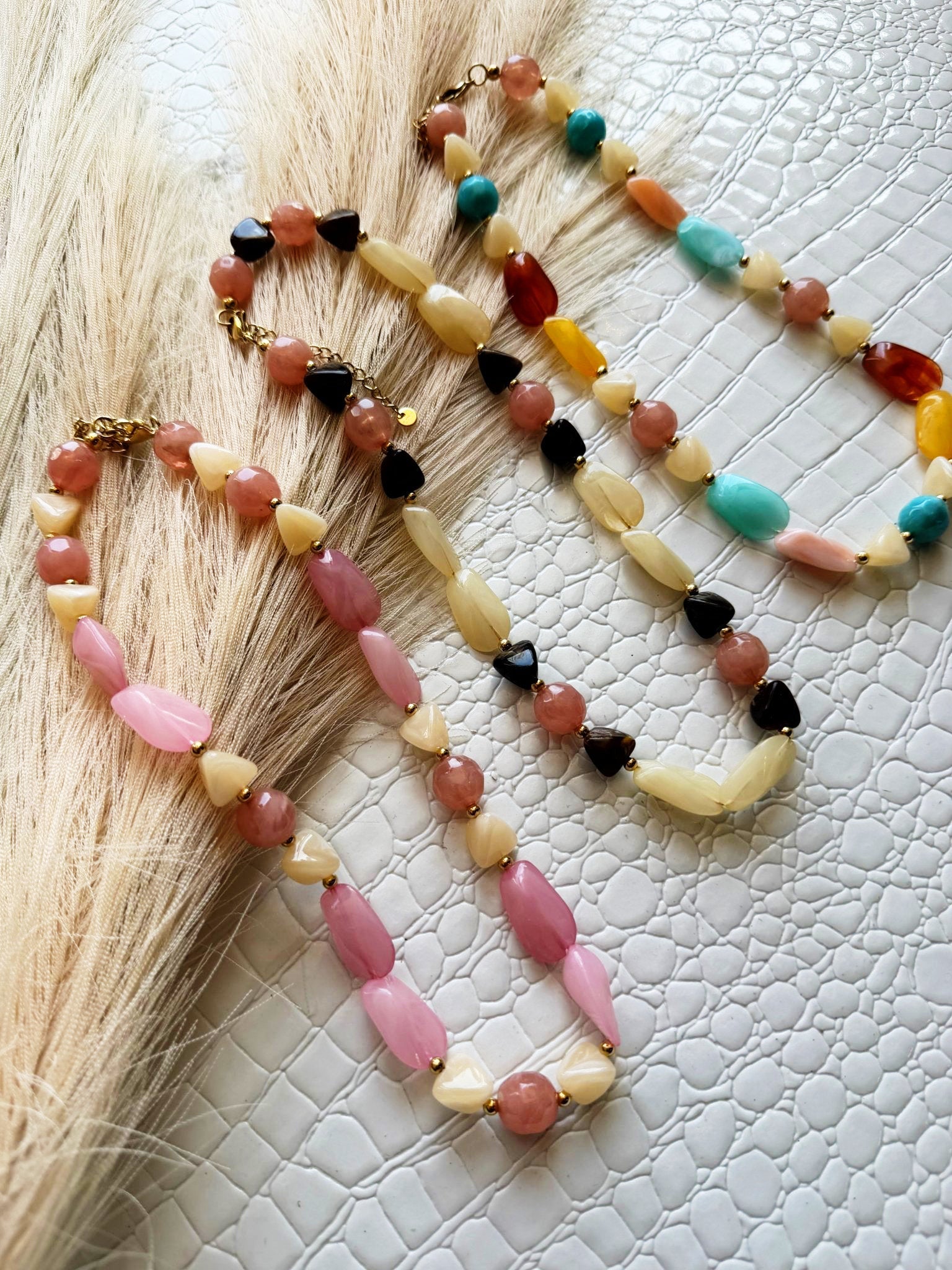 Marble Resin and Metallic Beads Necklace - Infinity Raine