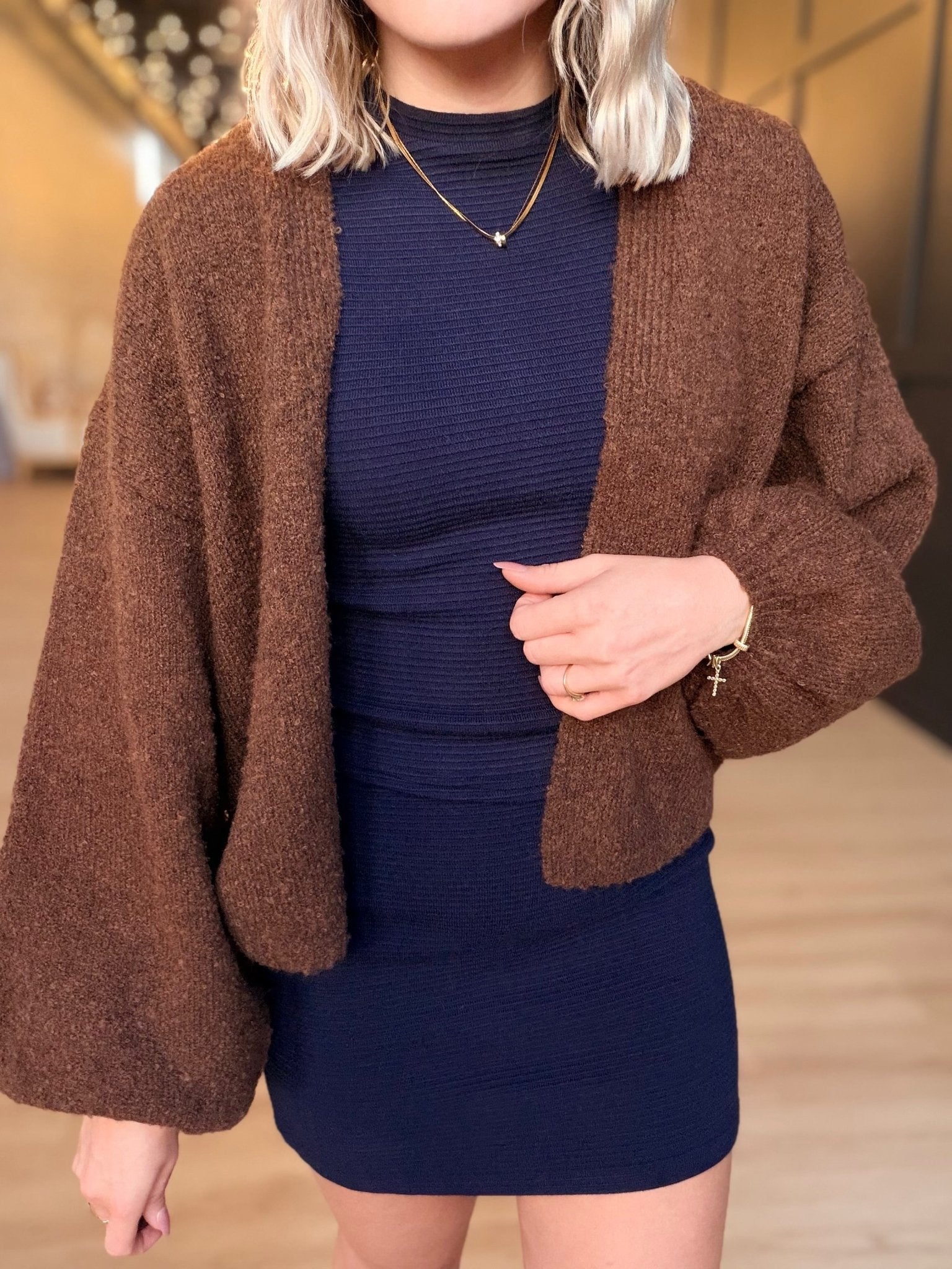 Marley Dolman Slv Sweater Cardi In Dark Brown - Infinity Raine