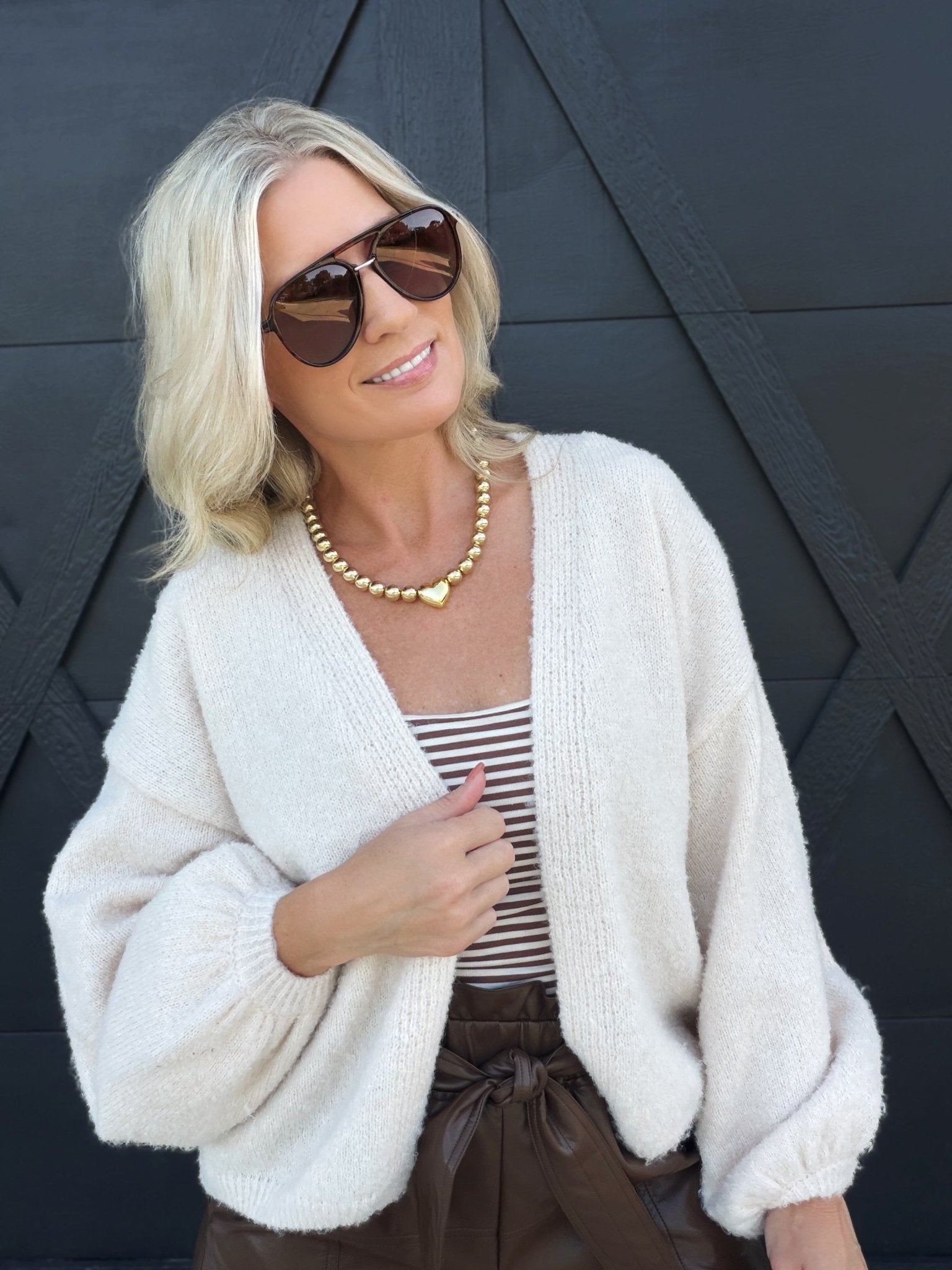 Marley Dolman Slv Sweater Cardi In Ivory - Infinity Raine