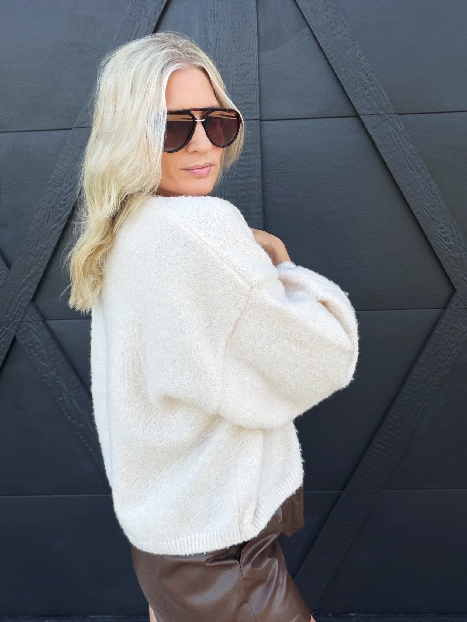 Marley Dolman Slv Sweater Cardi In Ivory - Infinity Raine