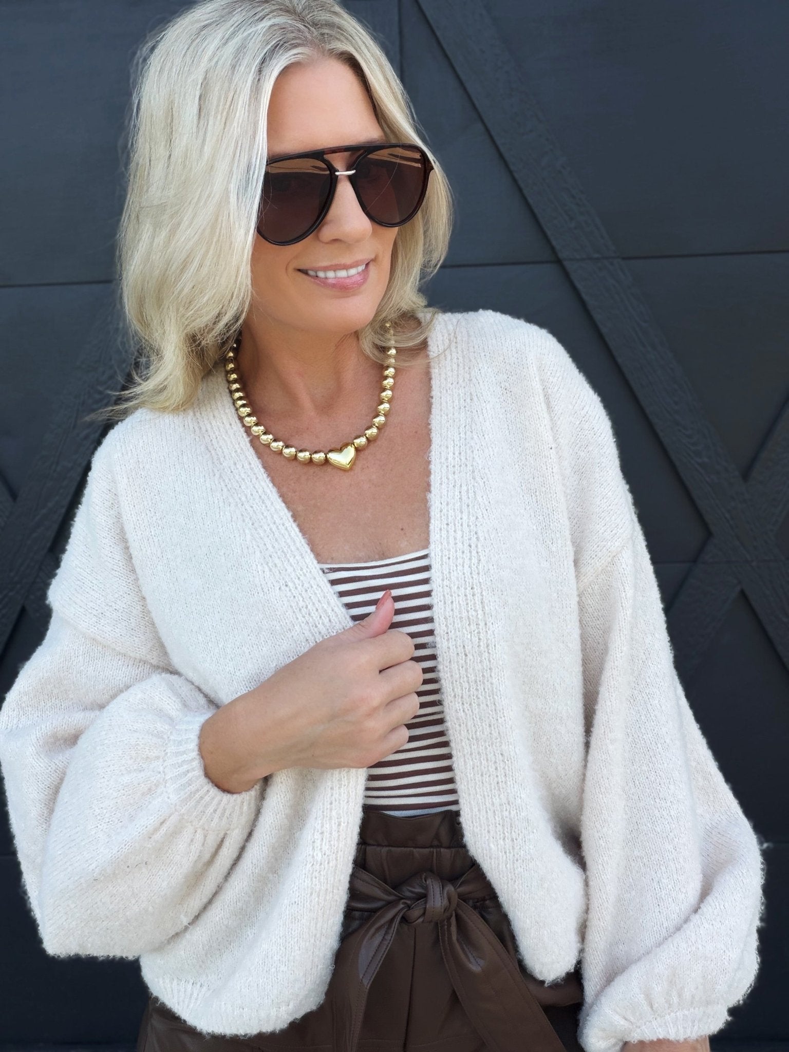 Marley Dolman Slv Sweater Cardi In Ivory - Infinity Raine