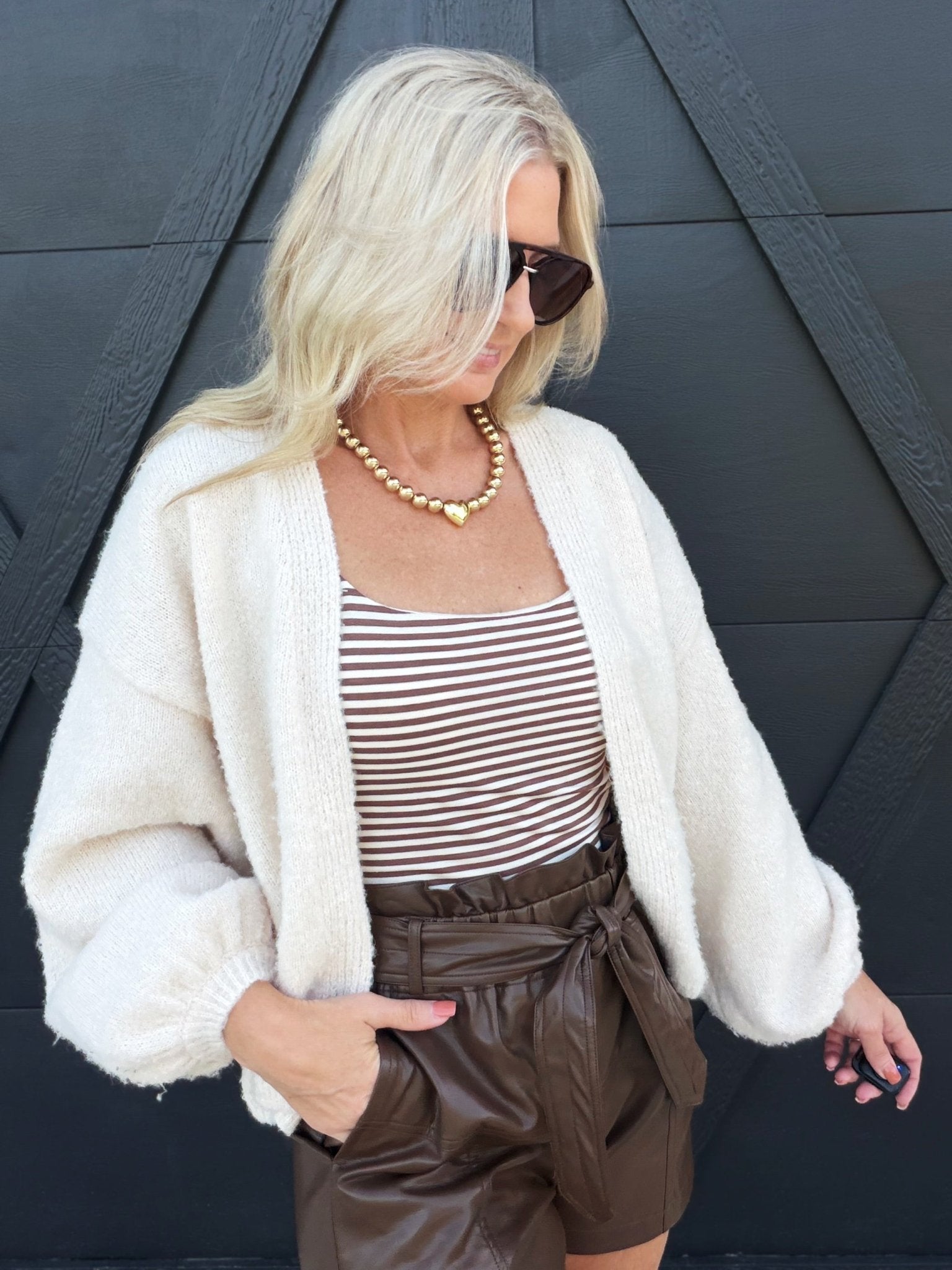 Marley Dolman Slv Sweater Cardi In Ivory - Infinity Raine