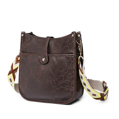 Vegan Leather Crossbody With Boho Belt-Brown - Infinity Raine