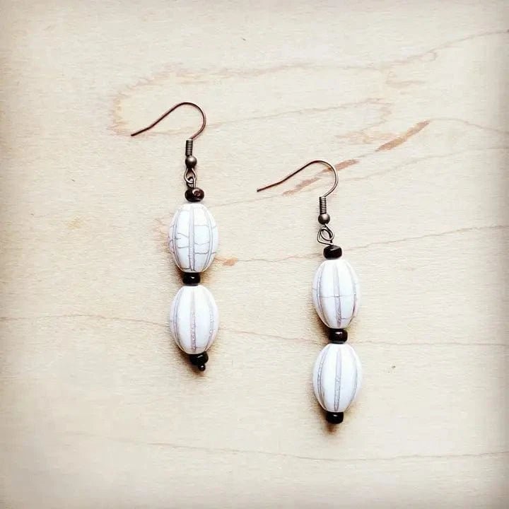 Melon Bead Earrings In White Turquoise - Infinity Raine