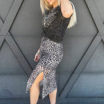High Waisted Leopard Mesh Skirt In Black - Infinity Raine