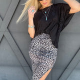 High Waisted Leopard Mesh Skirt In Black - Infinity Raine
