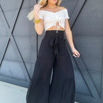 Front Tie Crop Off The Shoulder Top In White - Infinity Raine