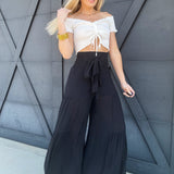 Front Tie Crop Off The Shoulder Top In White - Infinity Raine