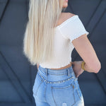 Front Tie Crop Off The Shoulder Top In White - Infinity Raine