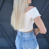 Front Tie Crop Off The Shoulder Top In White - Infinity Raine