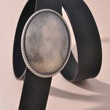 Western Oval Buckle Leather Belts - Infinity Raine