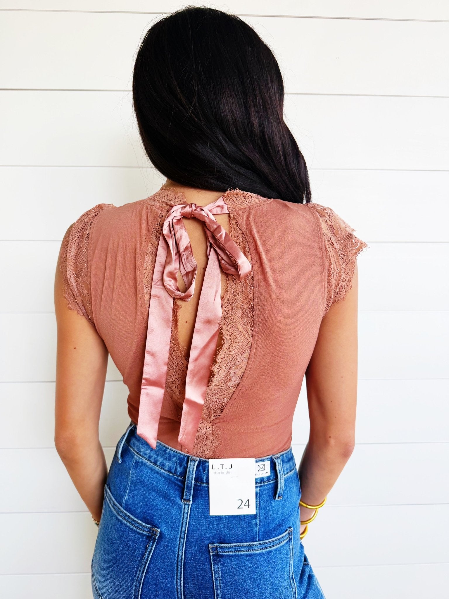 Mesh & Lace Mix Bodysuit In Terra Cotta - Infinity Raine