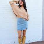 Metropolis Denim Skirt In Mid Wash - Infinity Raine