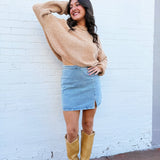 Metropolis Denim Skirt In Mid Wash - Infinity Raine