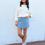 Metropolis Denim Skirt In Mid Wash - Infinity Raine