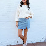 Metropolis Denim Skirt In Mid Wash - Infinity Raine