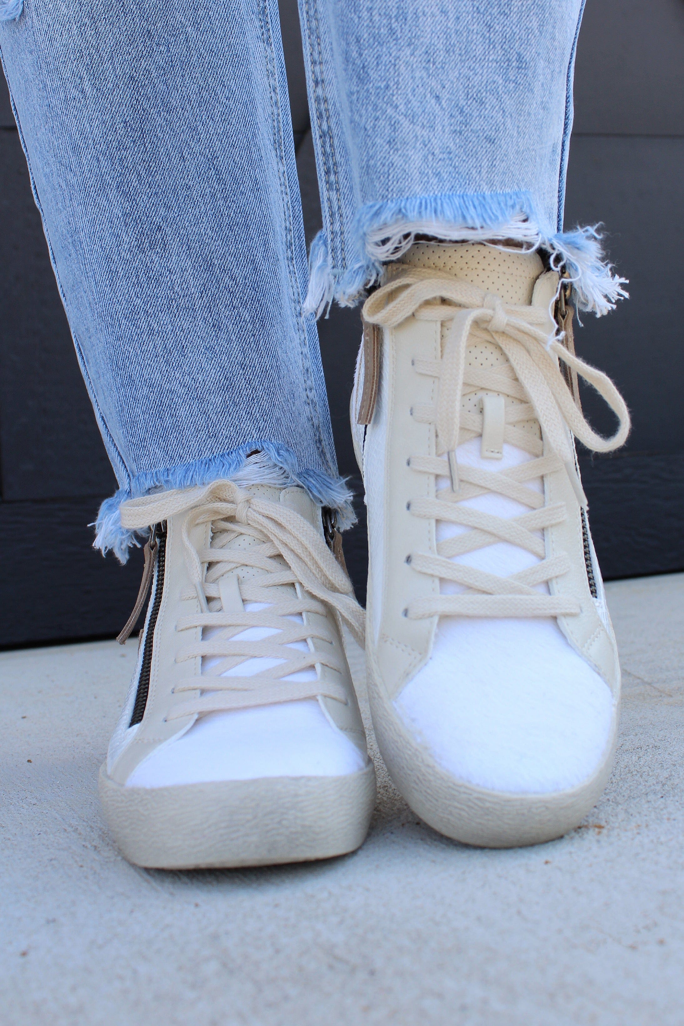 Elle High Top Sneakers-White - Infinity Raine
