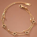 MIA ACCESSORIES Jewelry - Bracelets Double Layered Clover Charm Bracelet In Gold 74814454