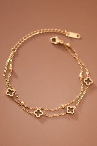 MIA ACCESSORIES Jewelry - Bracelets Double Layered Clover Charm Bracelet In Gold 74814454