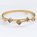Square Dimond Hinge Bangle In Gold - Infinity Raine