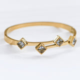 Square Dimond Hinge Bangle In Gold - Infinity Raine