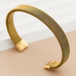 Stainless Steal Cuff Bracelet In Gold - Infinity Raine